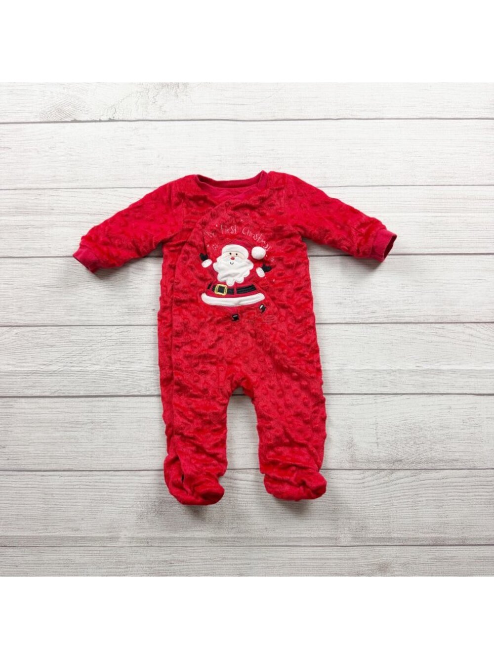 Baby Starters Red Textured Santa Footed Christmas Sleeper Outfit 3-6 Months